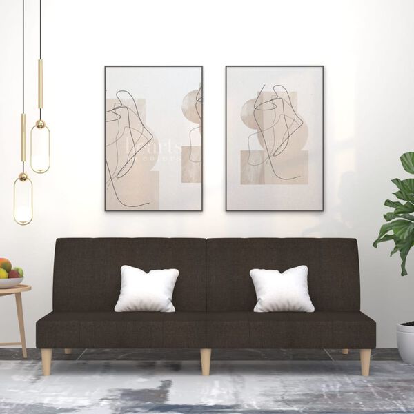 vidaXL Slaapbank 2-zits stof donkerbruin