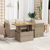 vidaXL 5-delige Loungeset met kussens poly rattan beige