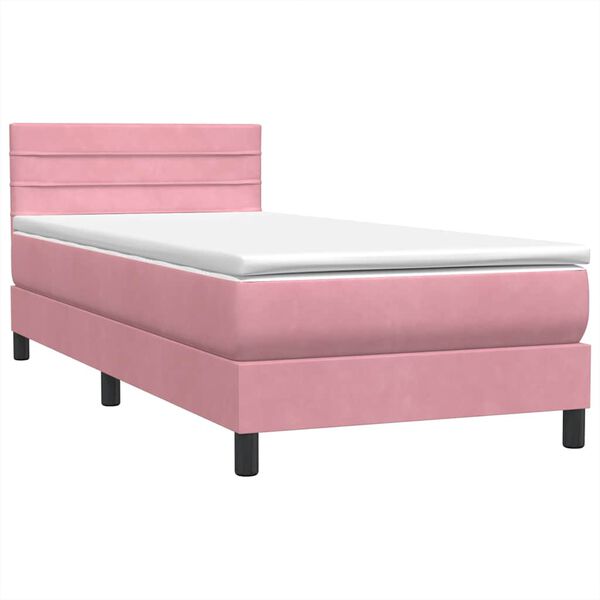 vidaXL Boxspring met matras fluweel roze 80x210 cm