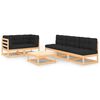 vidaXL 6-delige Loungeset met kussens massief grenenhout