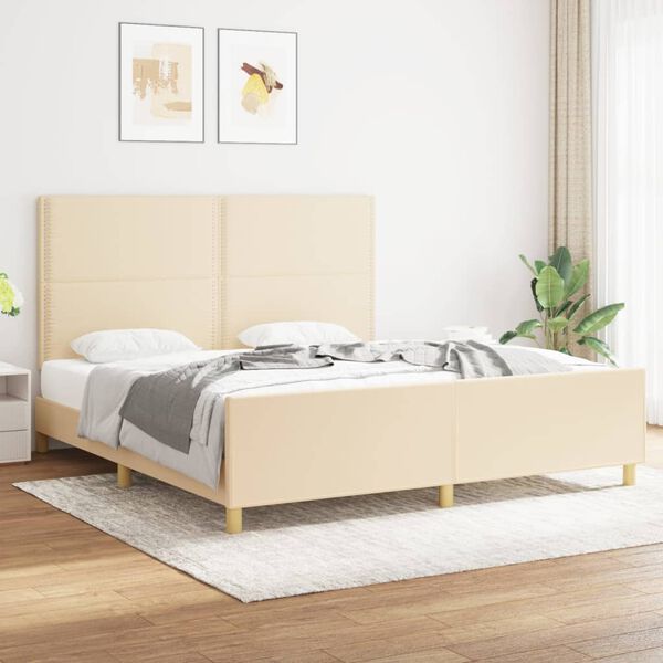 vidaXL Bedframe zonder matras stof cr&egrave;mekleurig 180x200 cm