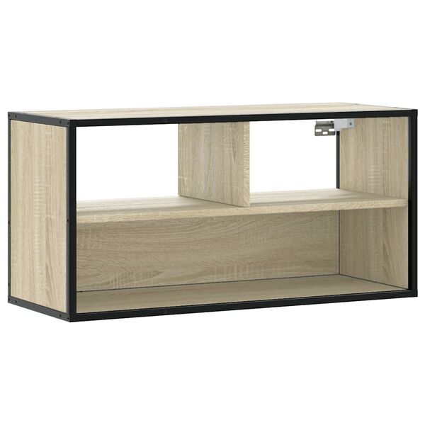 vidaXL Tv-meubel 80x31x39,5 cm bewerkt hout metaal sonoma eikenkleurig