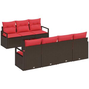 vidaXL Tuin Sofa Set 8 st 7-Aantal zitplaatsen Beige en Rood