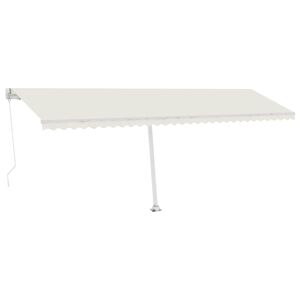 vidaXL Luifel handmatig uittrekbaar met LED 600x300 cm cr&egrave;mekleurig