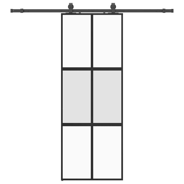 vidaXL Schuifdeur met beslagset 76x205 cm gehard glas zwart