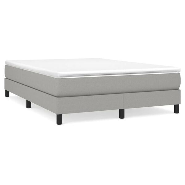 vidaXL Boxspring met matras stof lichtgrijs 140x190 cm