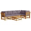 vidaXL 6-delige Loungeset met kussens massief acaciahout