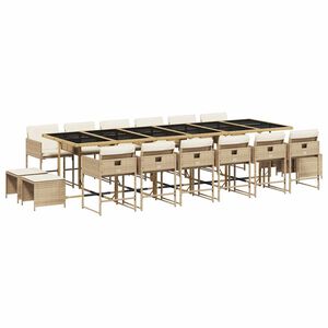 vidaXL 17-delige Tuinset met kussens poly rattan beige