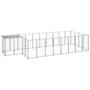 vidaXL Hondenkennel 10,89 m&sup2; staal zilverkleurig