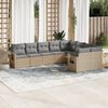 vidaXL 9-delige Loungeset met kussens poly rattan beige
