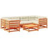 vidaXL 7-delige Loungeset met kussens massief grenenhout wasbruin