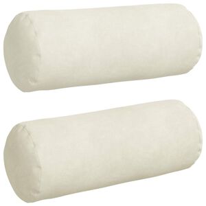 vidaXL Bolster Kussens 2 stuks Cr&egrave;me &Oslash; 15 x 40 cm Cordstof