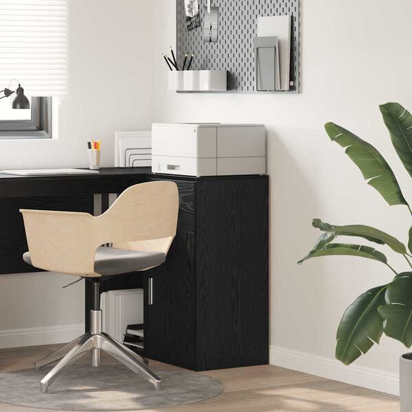 vidaXL Dressoir met lade Zwart Eiken 38 x 34 x 75 cm