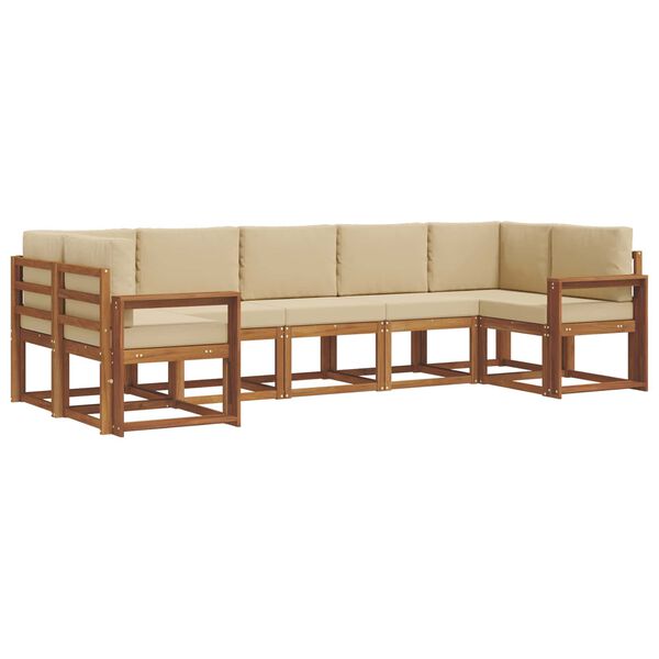 vidaXL Buiten bankenset met kussen 7 pcs Natuurlijk en Beige