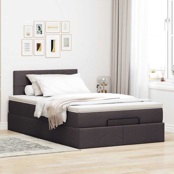 vidaXL Ottoman bed met matras en LED's 120x200 cm stof donkerbruin