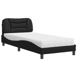 vidaXL Bed met matras "Hvar" kunstleer zwart 80x200 cm