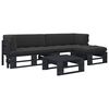 vidaXL 4-delige Loungeset pallet met kussens zwart ge&iuml;mpregneerd hout