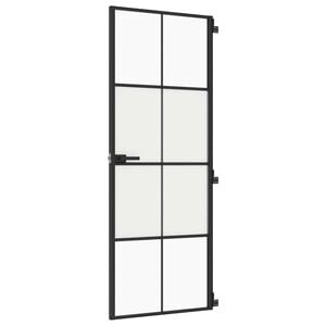 vidaXL Binnendeur smal 76x201,5 cm gehard glas en aluminium zwart