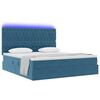 vidaXL Opbergbed met LED met matras Donkerblauw 160 x 200 cm Fluweel