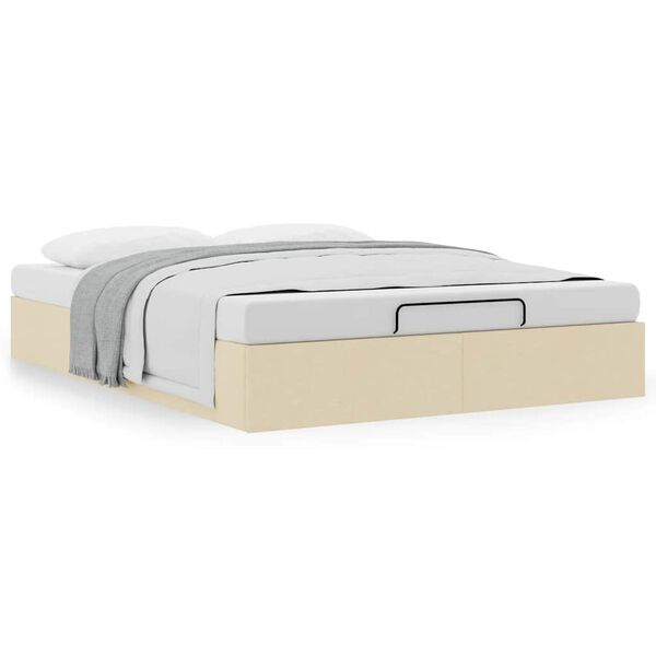 vidaXL Bedframe zonder matras 140x190 cm stof cr&egrave;mekleurig