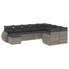 vidaXL 10-delige Loungeset met kussens poly rattan grijs