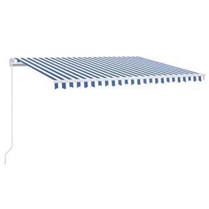 vidaXL Luifel handmatig uittrekbaar met LED 400x300 cm blauw en wit