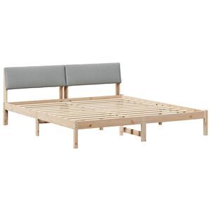 vidaXL Bedframe Bruin en lichtgrijs 200 x 200 cm Massief grenenhout