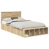 vidaXL Bedframe met plank Sonoma Eiken 135 x 190 cm Bewerkt hout