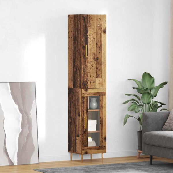 vidaXL Hoge kast 2 pcs Oud Hout Bewerkt hout