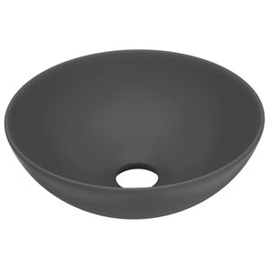 vidaXL Wastafel rond keramiek donkergrijs