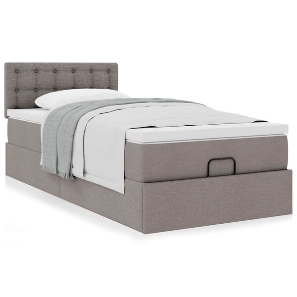 vidaXL Bed met matras 90x200 cm stof taupe