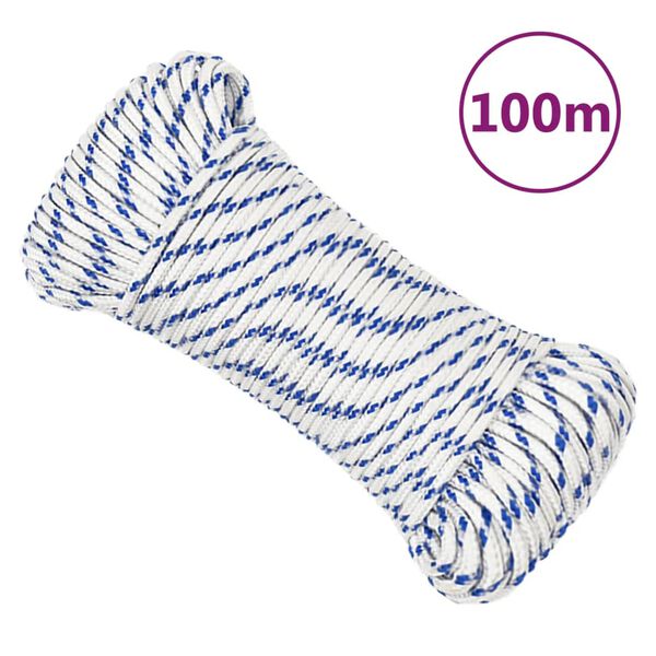 vidaXL Boot touw 3 mm 100 m polypropyleen wit