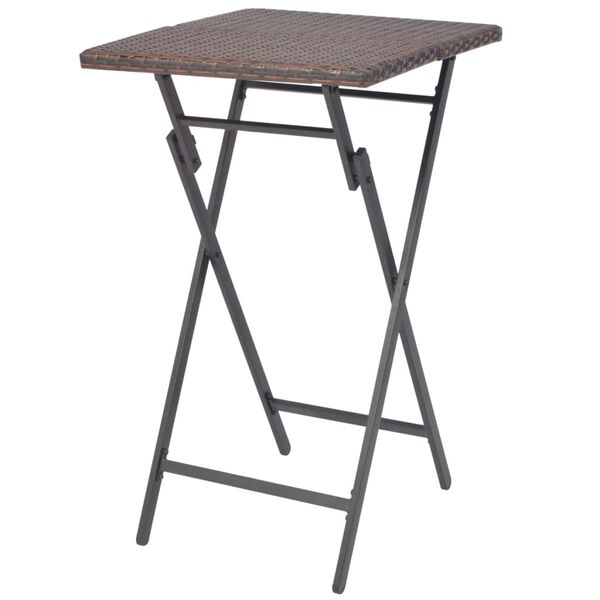 vidaXL 5-delige Tuinset inklapbaar staal poly rattan bruin