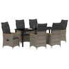 vidaXL Tuin eettafelset met kussen 7 pcs Grijs poly rattan