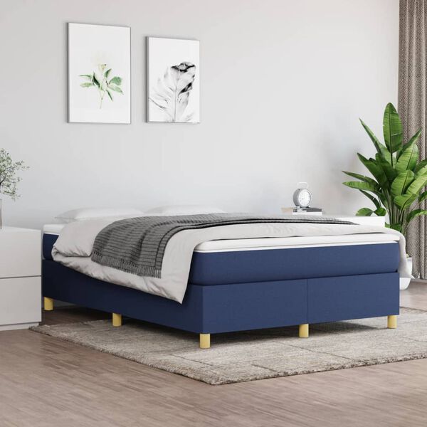 vidaXL Boxspring bed stof blauw 140x190 cm