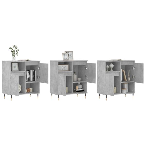 vidaXL Dressoirs 3 st bewerkt hout betongrijs