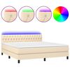 vidaXL Boxspring met matras en LED stof cr&egrave;mekleurig 160x200 cm