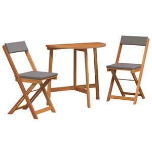 vidaXL Bistroset met kussen 3 pcs Olie naturel Massief Acaciahout