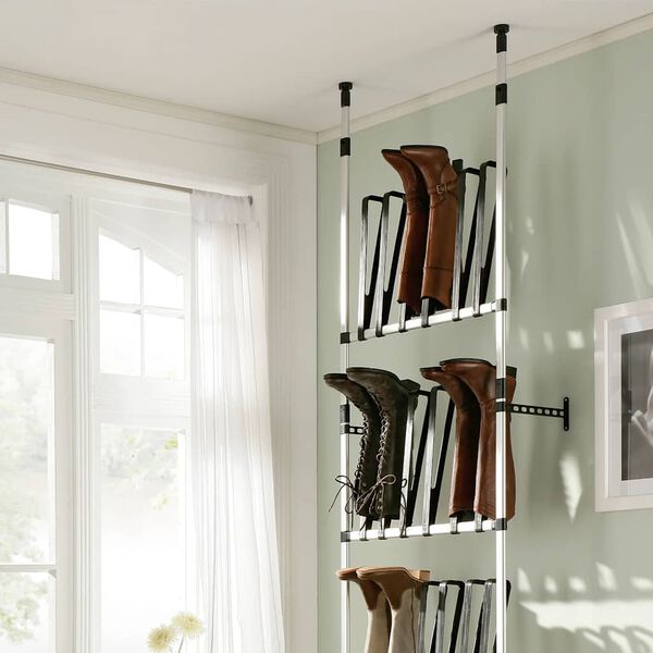 vidaXL Laarzenrek met stangen telescopisch aluminium