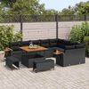 vidaXL Tuinbankenset 12 pcs Zwart Poly rattan en gepoedercoat staal