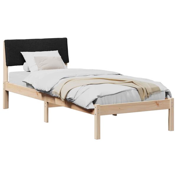 vidaXL Bedframe Bruin en zwart 75 x 190 cm Massief grenenhout