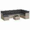 vidaXL 9-delige Loungeset met kussens poly rattan lichtgrijs