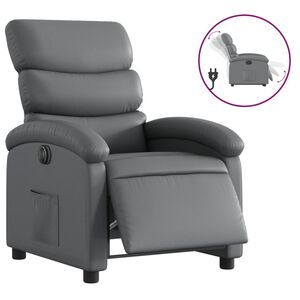 vidaXL Fauteuil verstelbaar elektrisch kunstleer grijs