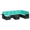 vidaXL 9-delige Loungeset met kussens poly rattan zwart