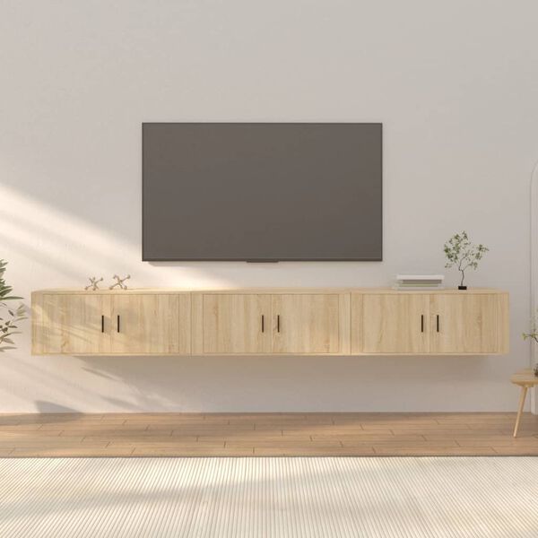vidaXL Tv-wandmeubels 3 st 100x34,5x40 cm sonoma eikenkleurig