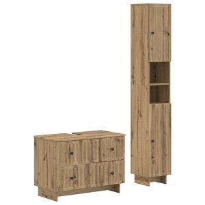 vidaXL 2-delige Badkamerkast Set EDE Artisanaal eiken Bewerkt hout