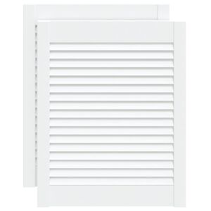 vidaXL Kastdeuren met lamellen 2 st 61,5x49,4 cm grenenhout wit