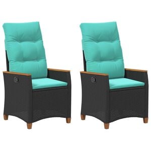 vidaXL Verstelbare tuinstoel Zwart en Turquoise 64 x 57,5 x 112 cm