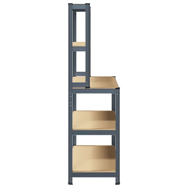 vidaXL Werktafel 5-laags met schappen staal & bewerkt hout antraciet