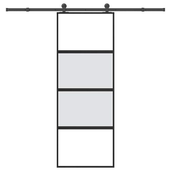 vidaXL Schuifdeur met beslag 76x205 cm gehard glas en aluminium